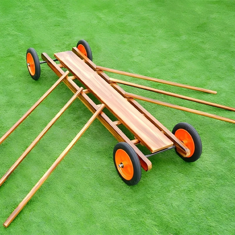 10pcs Charred Wood Rowing Play Set - Premium carbonized rowing construction system with EVA foam wheels
