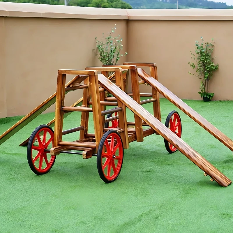 13pcs Charred Wood Train Playset - Premium outdoor adventure train with New Zealand pine construction and rubber tires