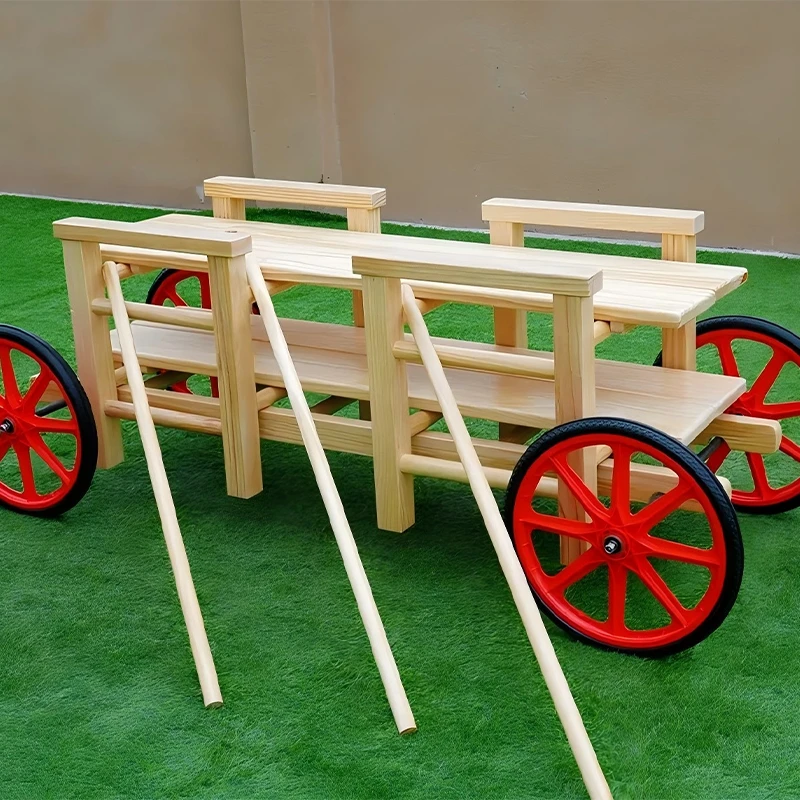 13pcs Natural Wood Train Playset - Classic natural mini train set with premium New Zealand pine and rubber tire wheels