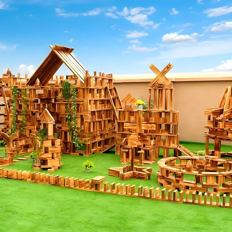 1633pcs Massive Charred Wood Building Blocks Collection - Premium New Zealand pine with advanced carbonization