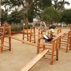 Anji play materials wooden outdoor playground equipment set for schools