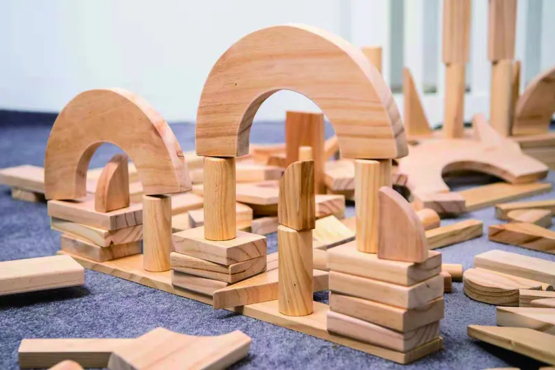 Premium natural beech wood blocks with unfinished surface texture