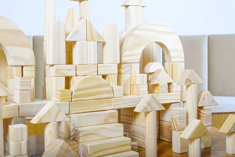 Safe unfinished beech wood construction for children