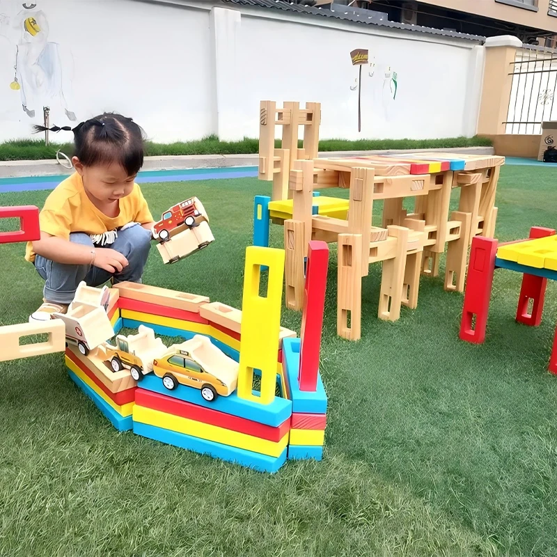 180pcs Snap-Connect Colorful Blocks - Premium New Zealand pine with innovative connecting mechanisms