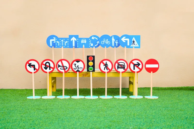 Professional-grade traffic sign collection for realistic play
