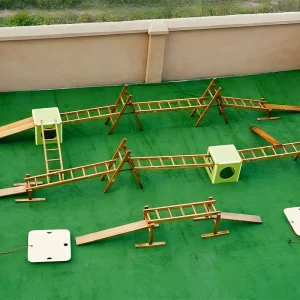 Anji play materials 28pcs set with avocado storage bin for outdoor children's climbing frame