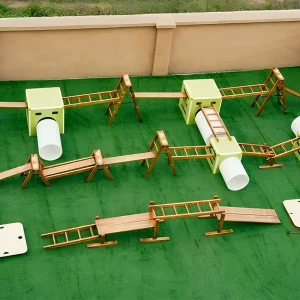 Children's obstacle course equipment 41pcs set with avocado storage bin for schools