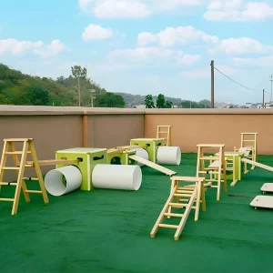 Kids obstacle course set 41pcs with avocado storage bin for organized play