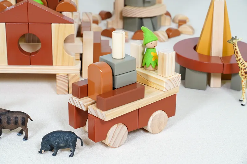 Fantasy castle building blocks with architectural shapes