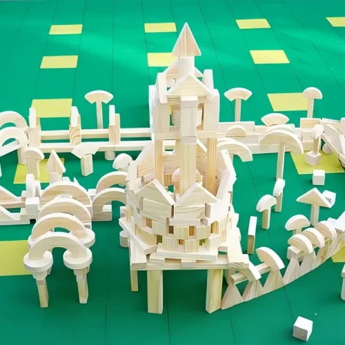 Unit blocks set 417pcs natural wooden building blocks for preschool education