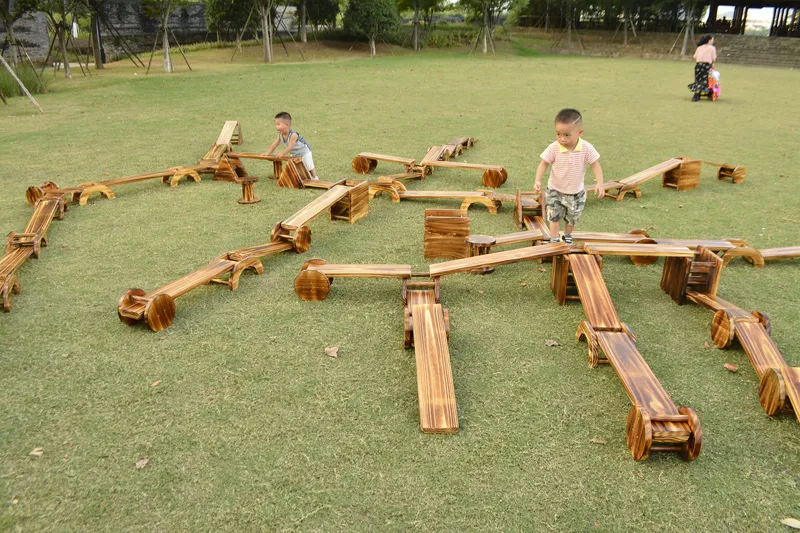 safe kids obstacle course set made from durable wood for preschools