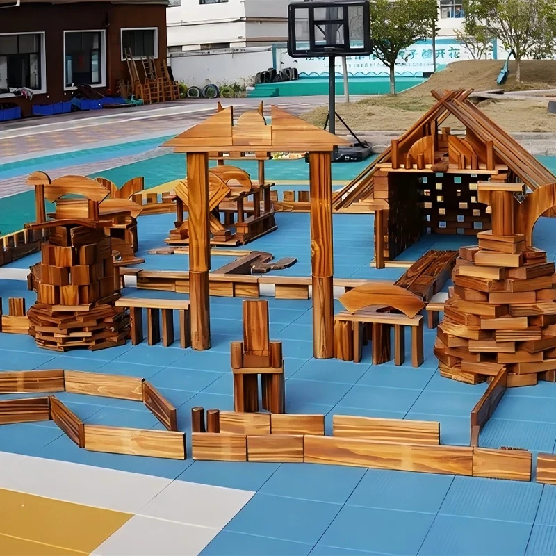 866pcs Charred Wood Classic Building Blocks Set - Premium New Zealand pine with carbonization treatment