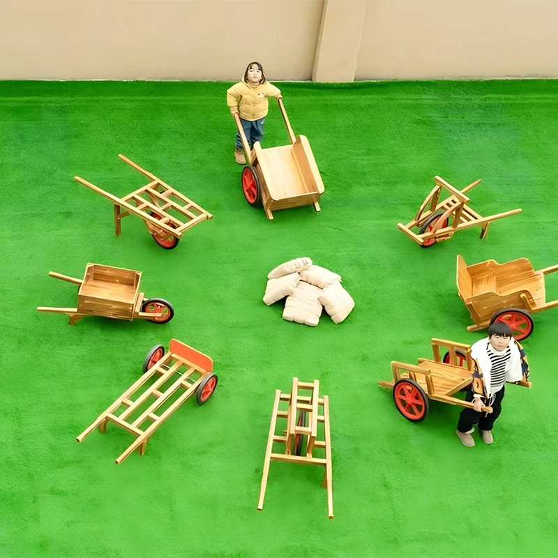 Charred Wood Transportation 8-Piece Set - Enhanced carbonized transportation set with heat-treated pine wood for superior durability