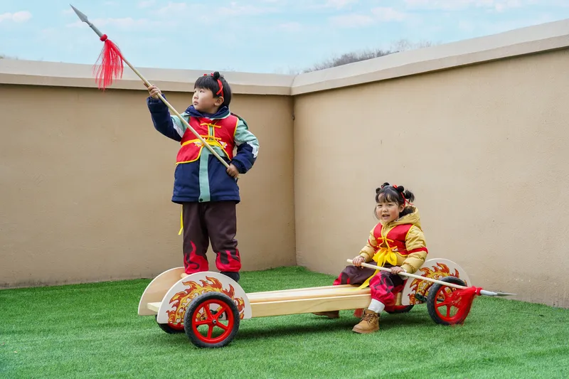 Fire-pointed spears and mythical vehicle components