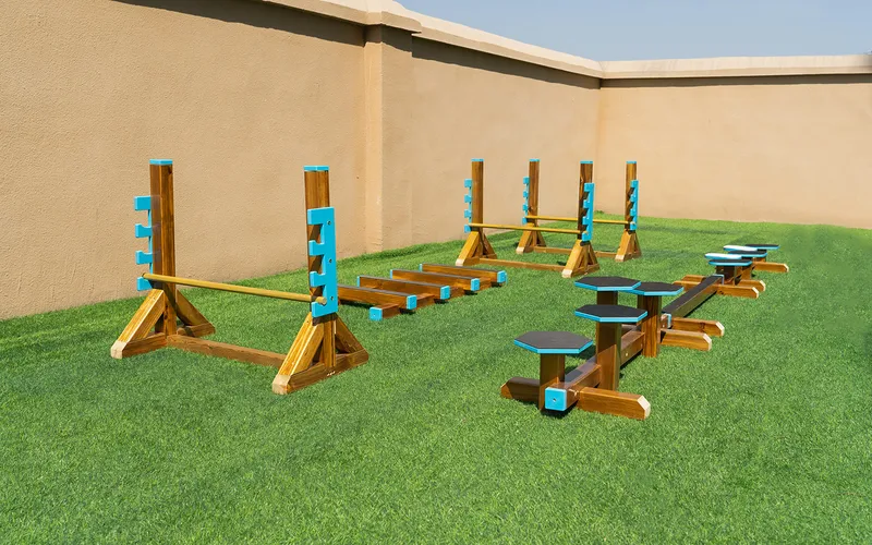 space-efficient kids obstacle course for small preschool playgrounds