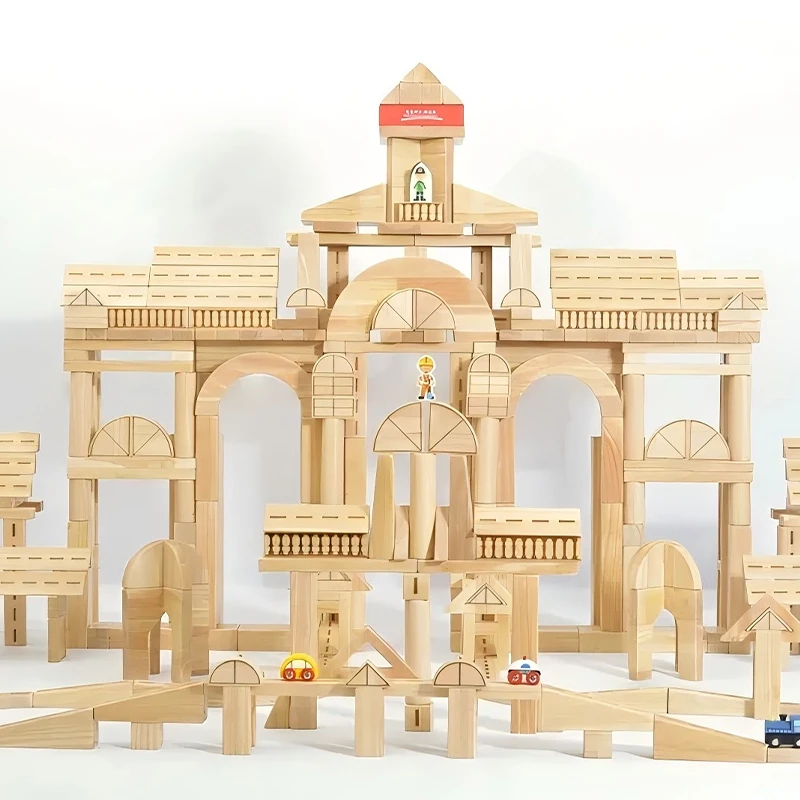 Pre-K STEM Builder Set - Premium rubber wood construction with laser-engraved details