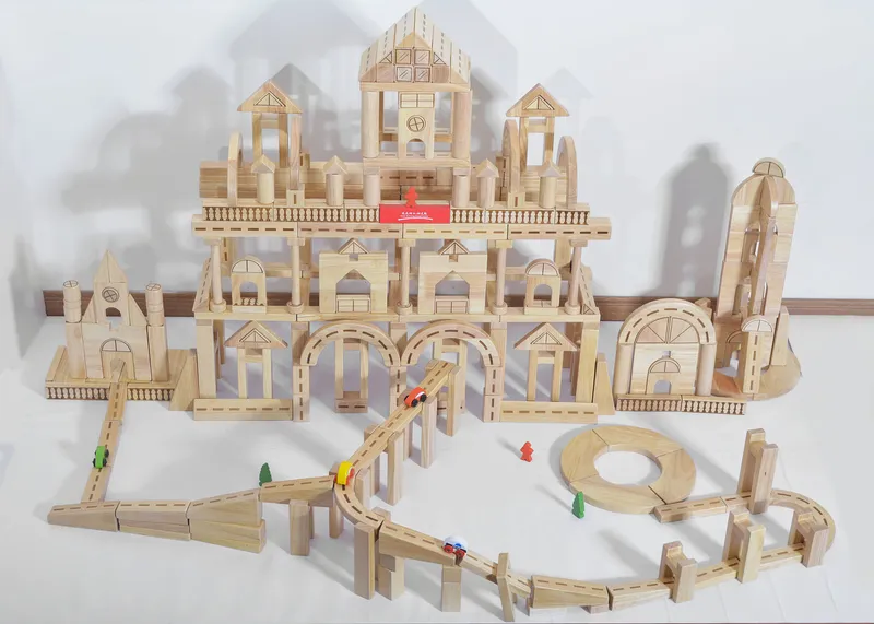 Premium rubber wood construction blocks with laser engraving