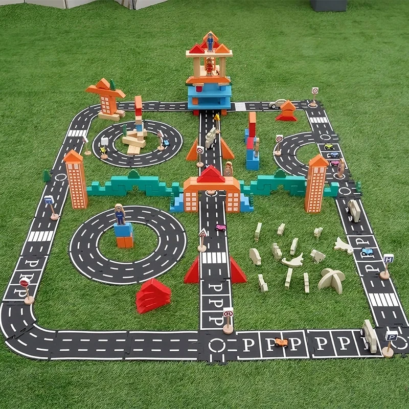 Preschool Train Track System - 207-piece middle class track building set with enhanced vehicle collections