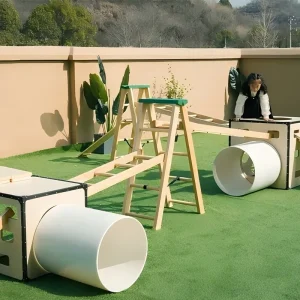 Kids obstacle course set 24pc wooden play gym for indoor physical development