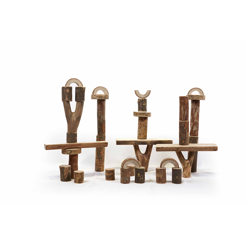 Branch blocks showing natural wood construction and organic shapes