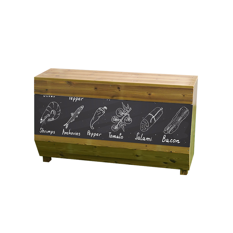 Blackboard Long Straight Cabinet - Educational storage furniture with interactive blackboard surface
