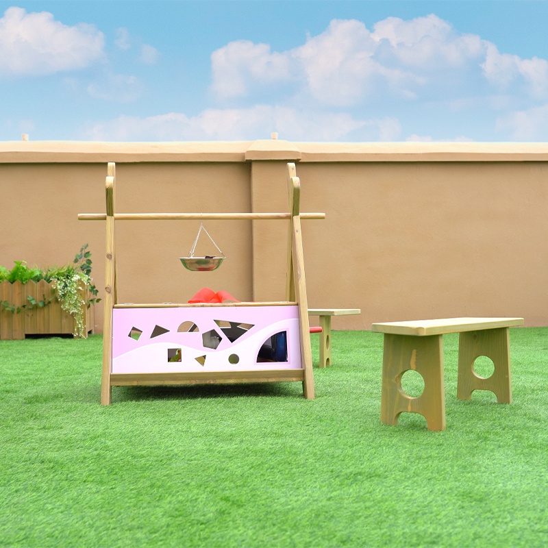 Educational outdoor camping and imaginative play setup