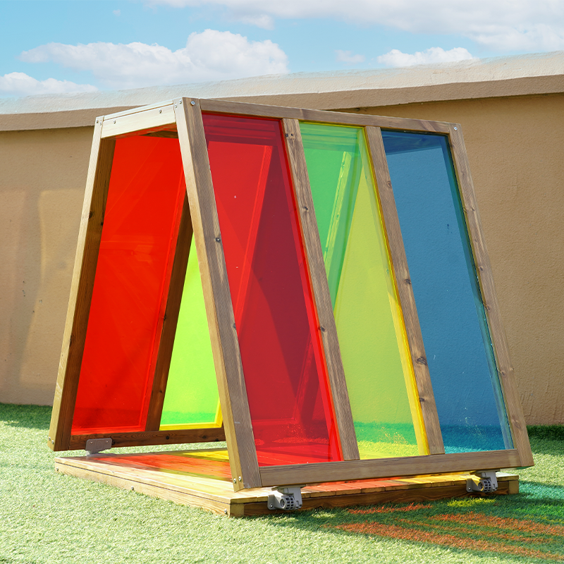 Colorful House - Vibrant outdoor pretend play structure with anticorrosive wood and acrylic construction