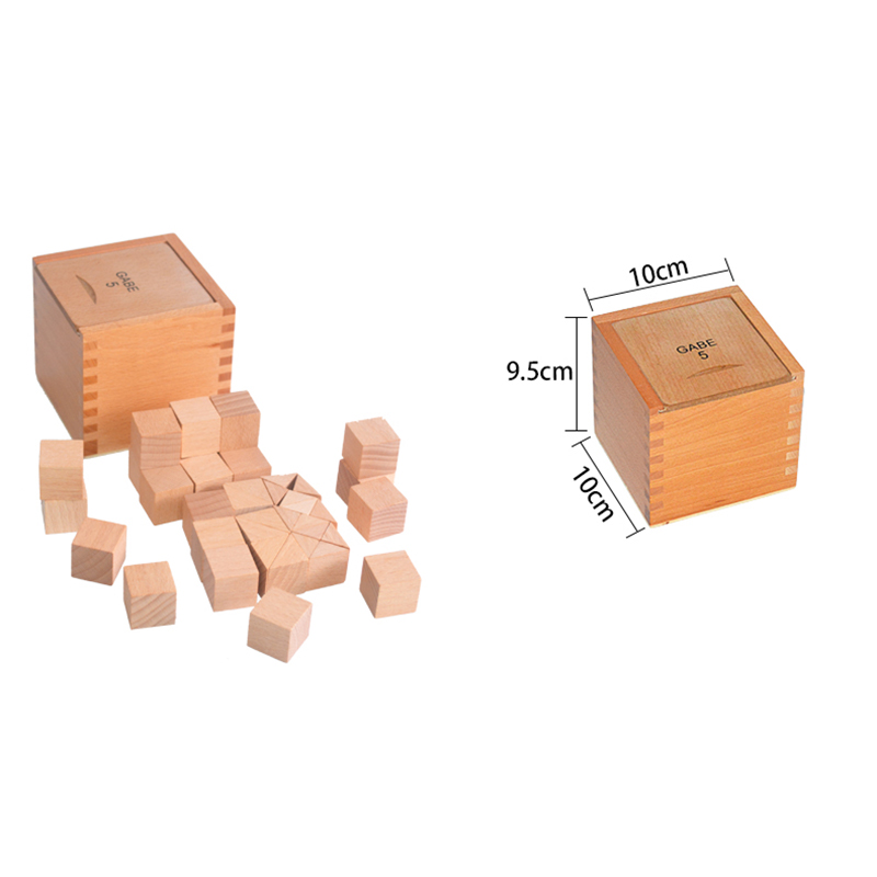 Cubes & Triangular Prisms - Froebel's Fifth Gift educational set with 21pcs cube, 6 half-cubes, and 12 quarter-cubes