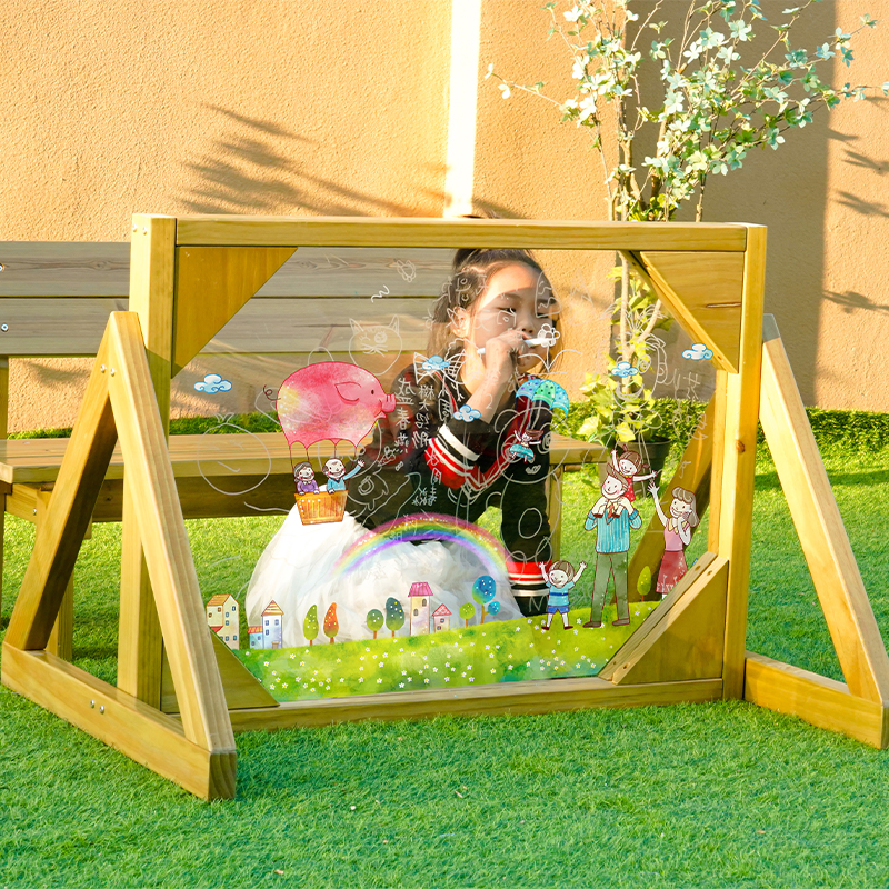 Double-sided drawing board - Anticorrosive wood outdoor creative educational station