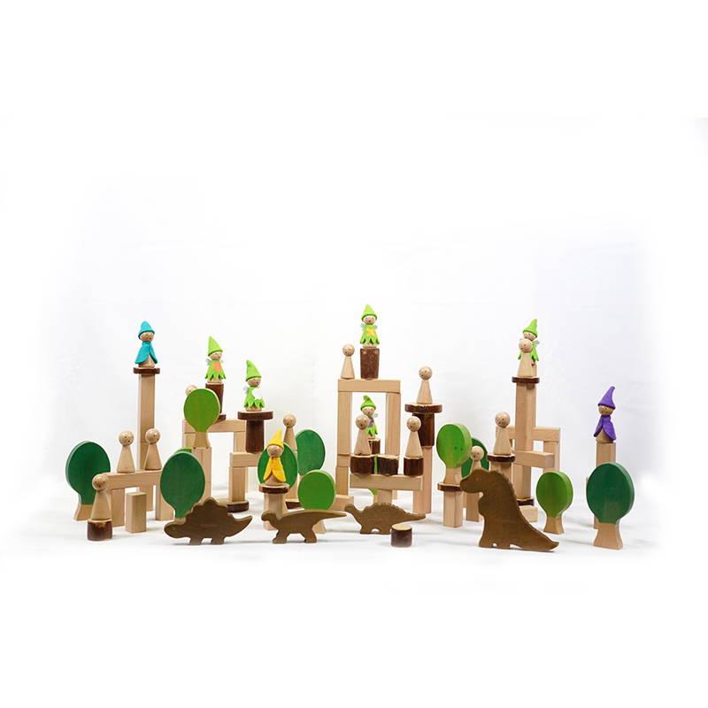 Fairy Forest Building Blocks 95 pieces - Enchanting wooden building blocks with magical forest themes