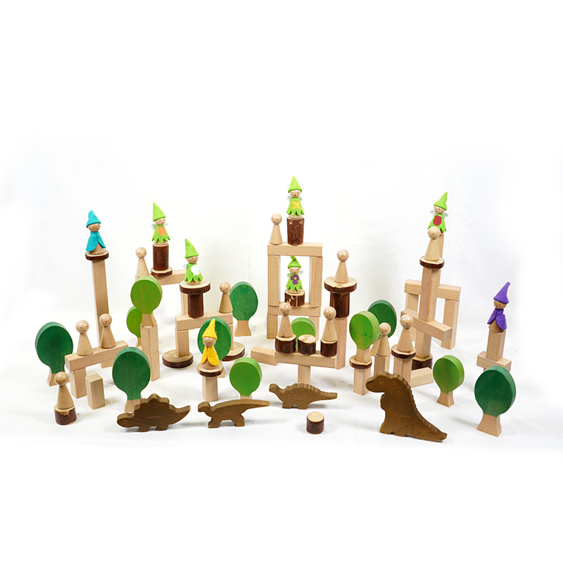 Fairy forest building blocks showing magical woodland creatures and trees