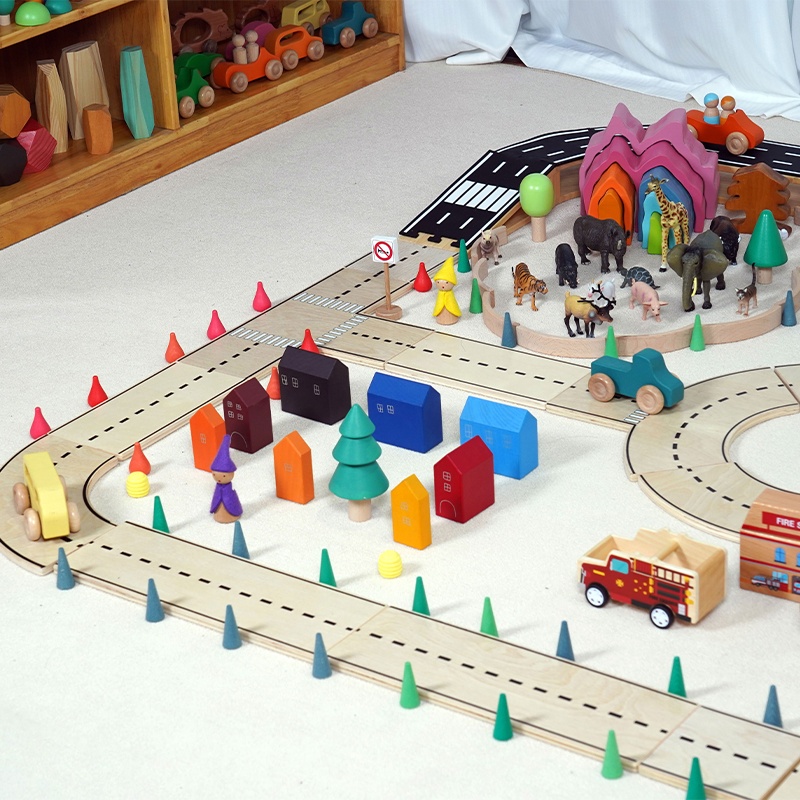 City view track components showing urban landscape elements