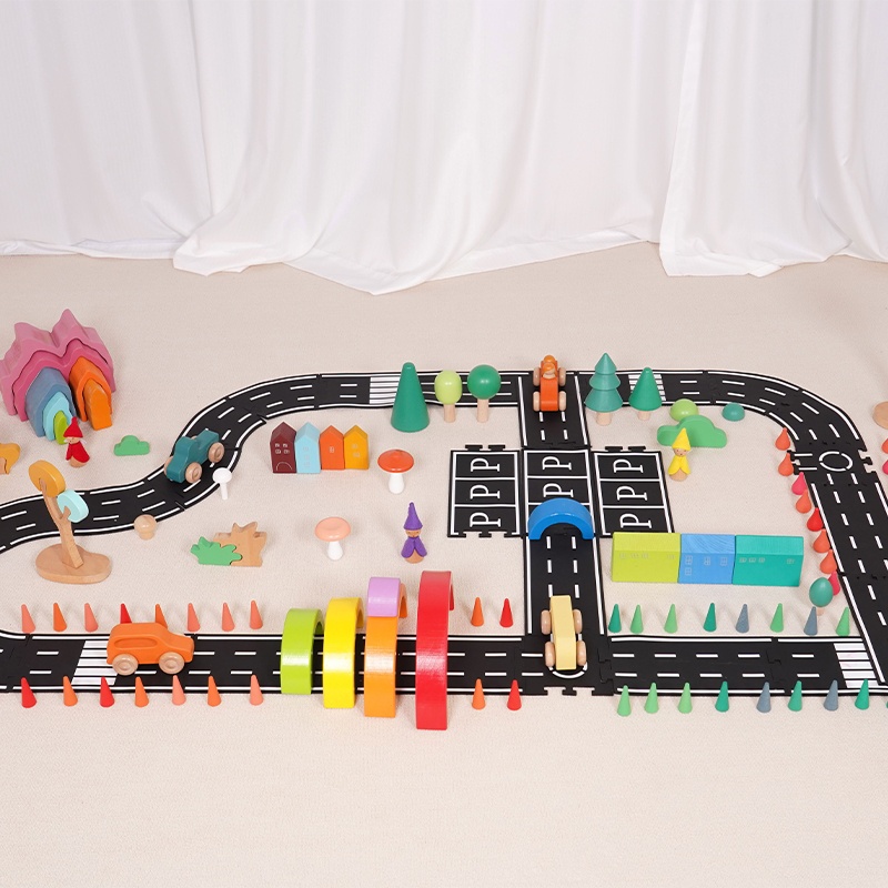 Open Ended Track Play - Countryside - Premium wood and PVC construction for imaginative countryside-themed play