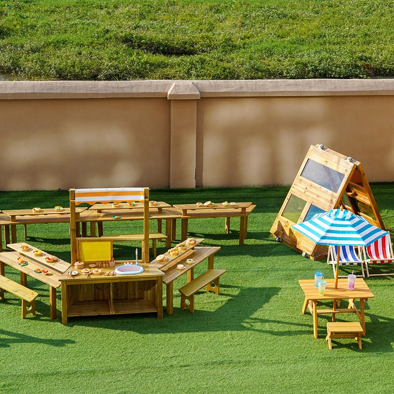 Outdoor Living Area Set - Complete outdoor pretend play environment with anticorrosive wood construction