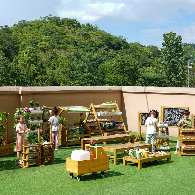 Outdoor Natural Planting Area Kit - Comprehensive educational outdoor gardening kit with anticorrosive wood construction