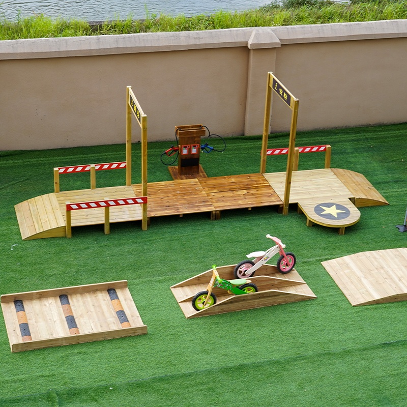 Children using traffic area set for learning