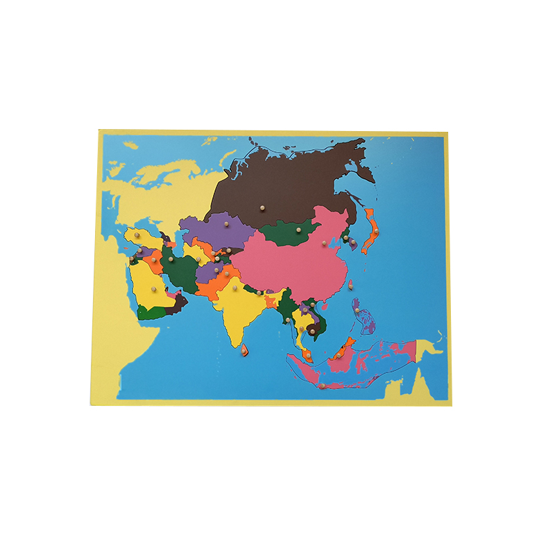 Puzzle Map of Asia - Montessori educational material for geographical learning