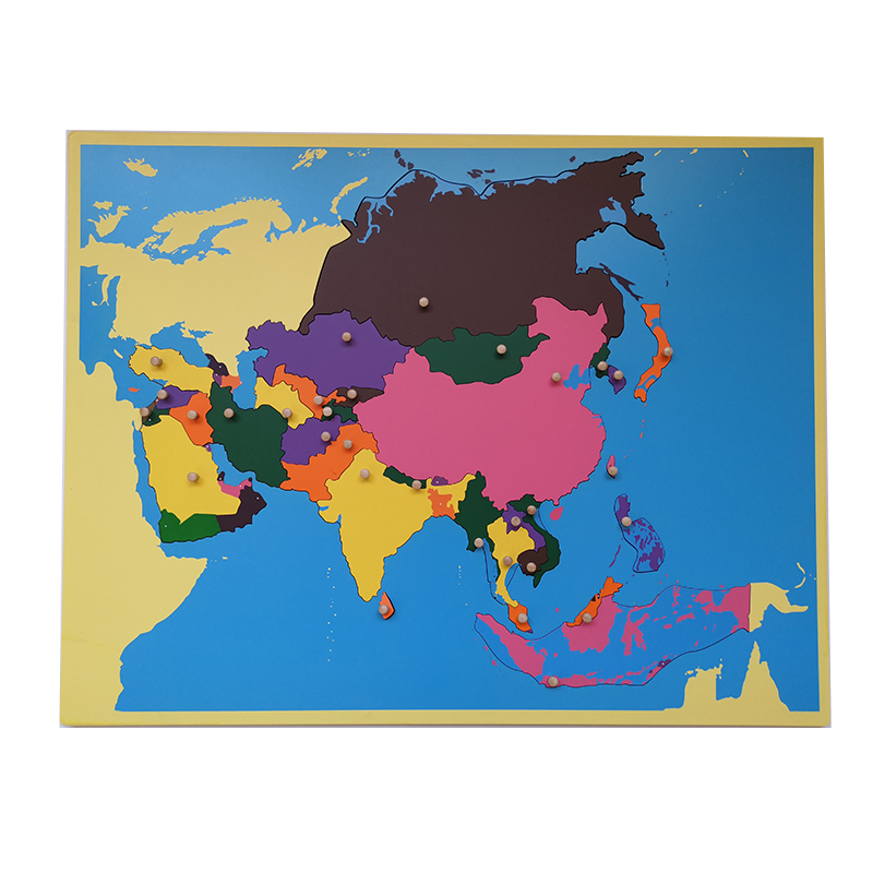 Puzzle Map of Asia - Detail view showing country pieces