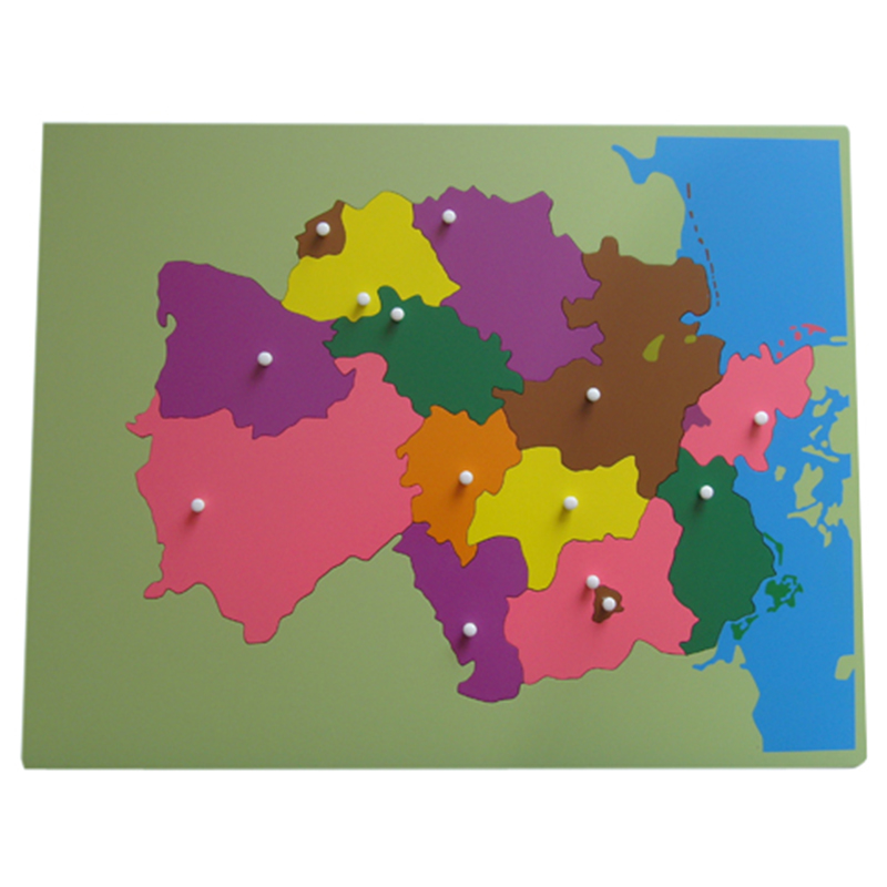 Puzzle Map of German - Wooden educational puzzle with knobs at capital locations