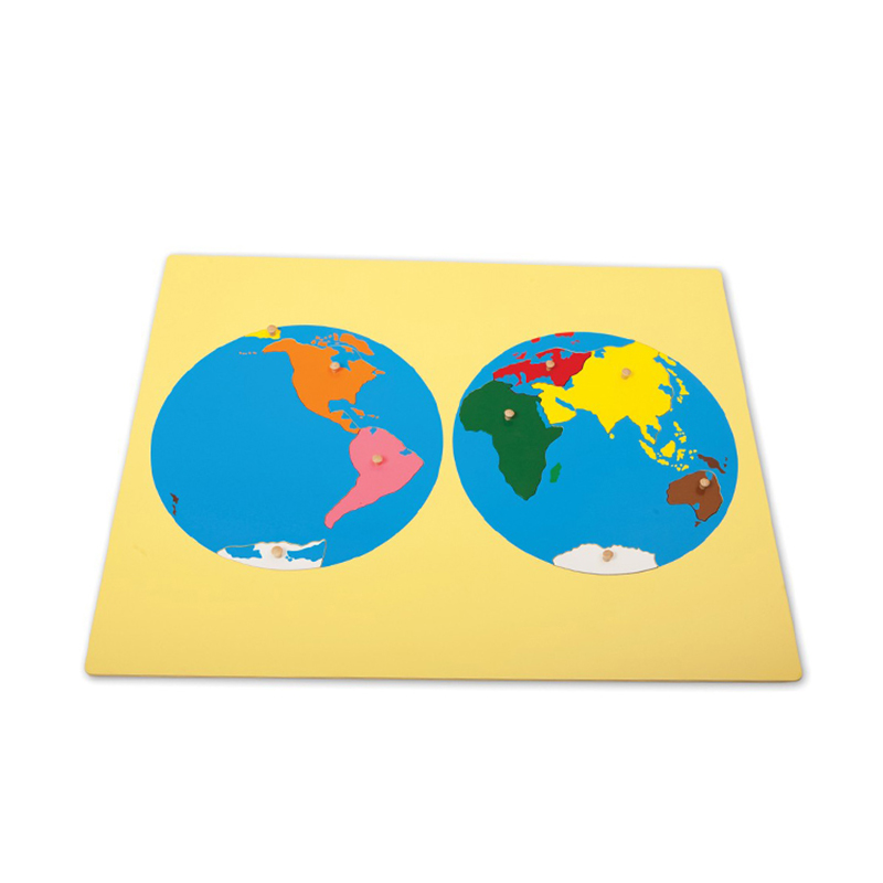 Puzzle Map of World Parts - Montessori educational material for geographical learning
