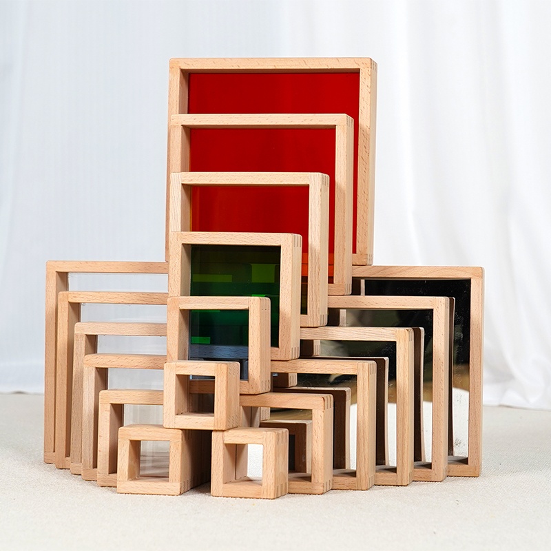 6 pieces of transparent cubes - Premium beech wood frames with crystal-clear acrylic panels