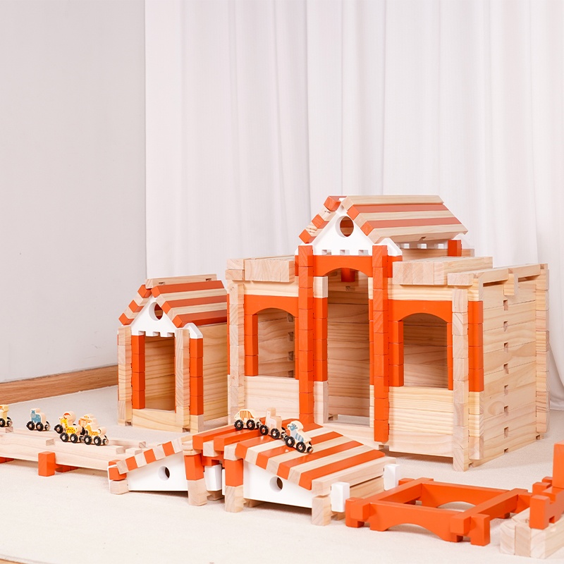 Premium pine wood blocks showing construction details