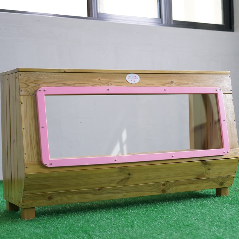 Sloped Cabinet - Side angle showing sloped design and storage features