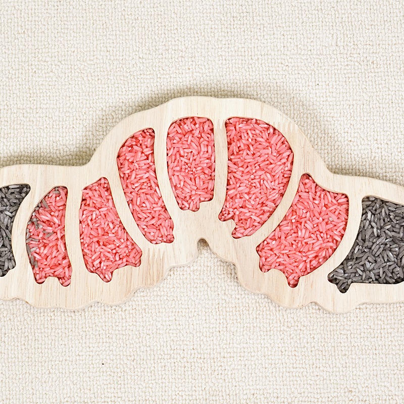 Caterpillar-Carving Disk - Natural rice and rubberwood sensory learning tool