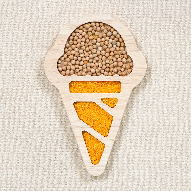 Ice Cream-Carving Disk - Natural rice and rubberwood sensory learning tool