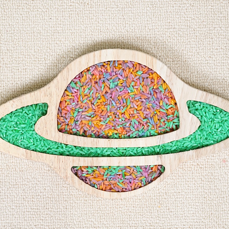 Planet-Carving Disk - Natural rice and rubberwood cosmic sensory learning tool
