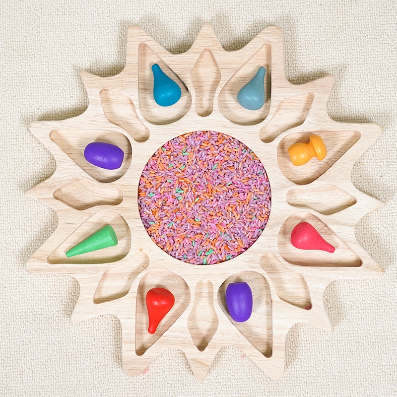 Sunflower-Carving Disk - Natural rice and rubberwood sensory learning tool
