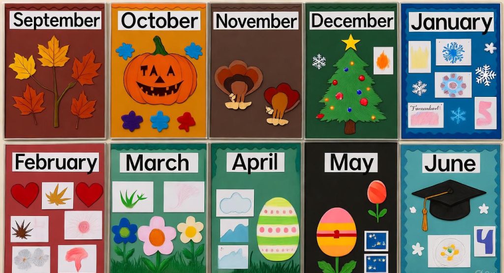 bulletin board ideas pre k for different months and seasons
