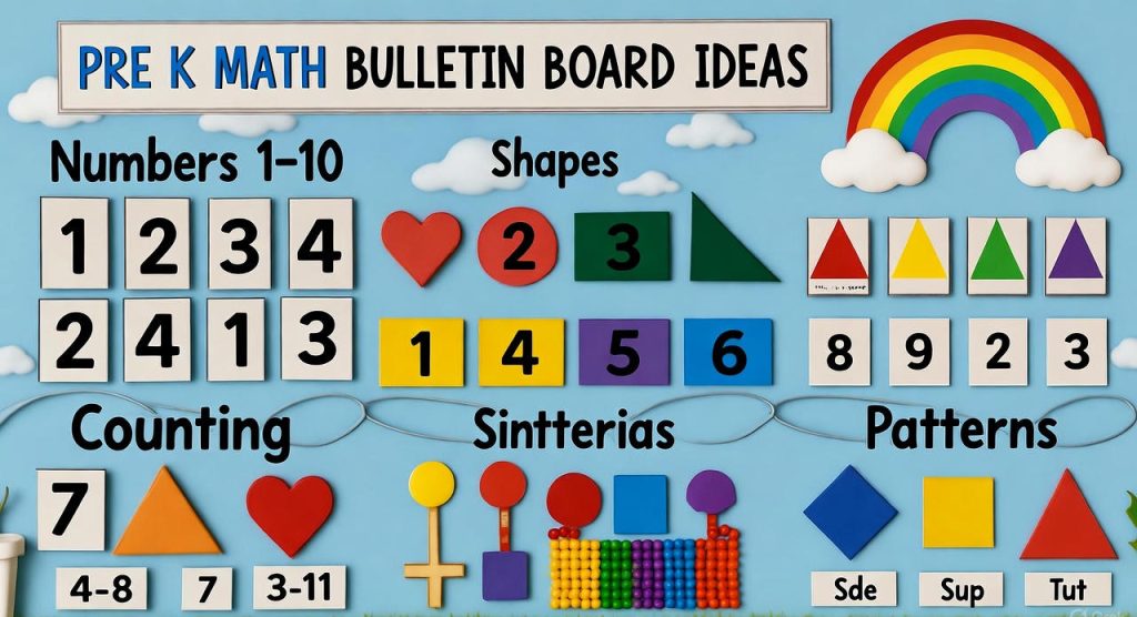 pre k math bulletin board ideas with numbers and shapes