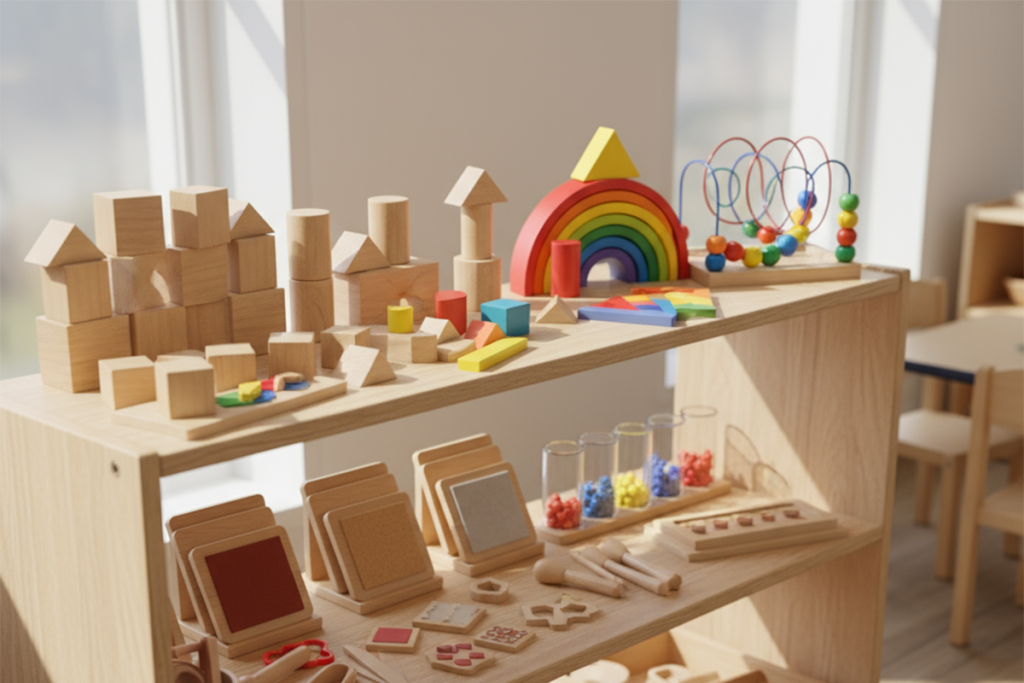 preschool educational supplies wooden blocks sensory toys educational materials